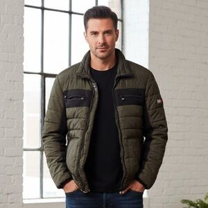 VRY WRM Men’s Snocross Varsity Green Puffer Jacket Size S